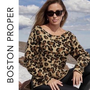 BOSTON PROPER Leopard Sweater - Size M - Like New